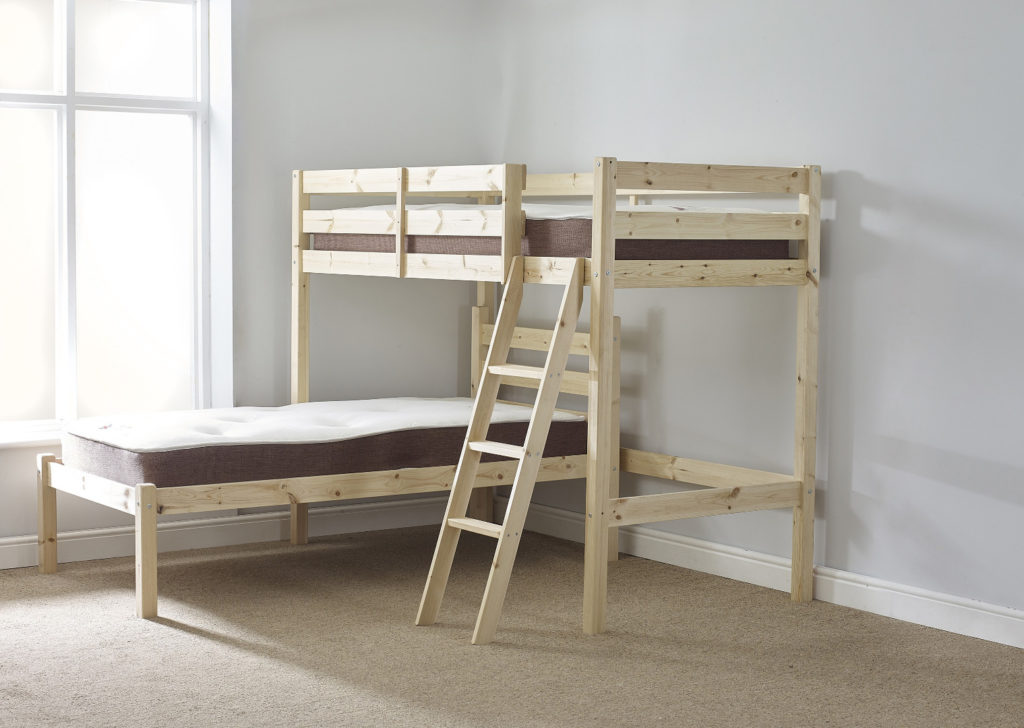 Mandolin Heavy Duty L Shaped Bunk Pine Bunk Bed