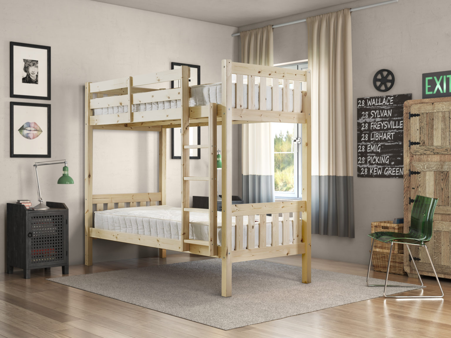 Everest Heavy Duty Storage Pine Bunk Bed - Bed with Storage