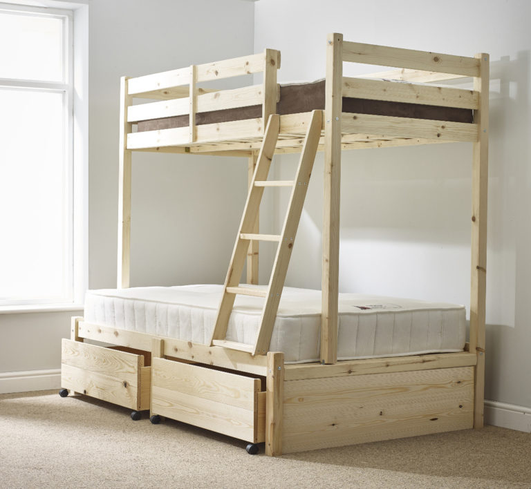 Everest Heavy Duty Storage Pine Bunk Bed - Bed with Storage